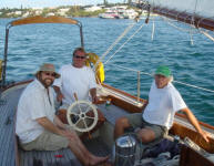 Ray, Capt Ron and Roots aboard Calabash in Bermuda.  photos