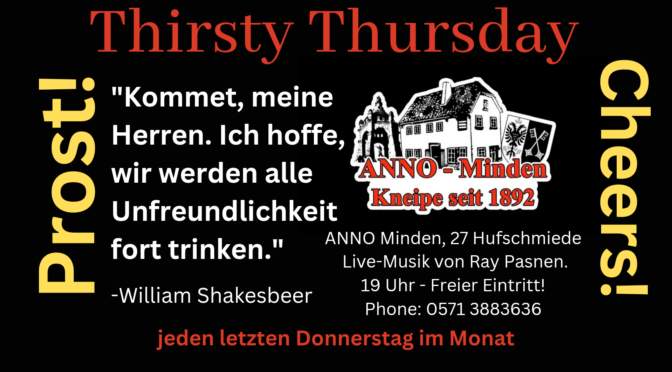 Thirsty Thursday @ ANNO – 31.10. – 19 Uhr