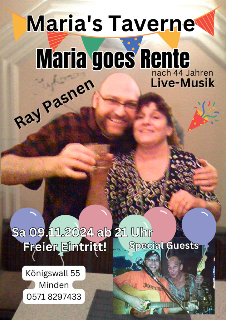 Maria goes Rente.  Maria's Taverne Minden.